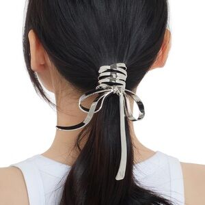 YVMIN NWOT Ultrachic Silver Hair Ribbon Bow